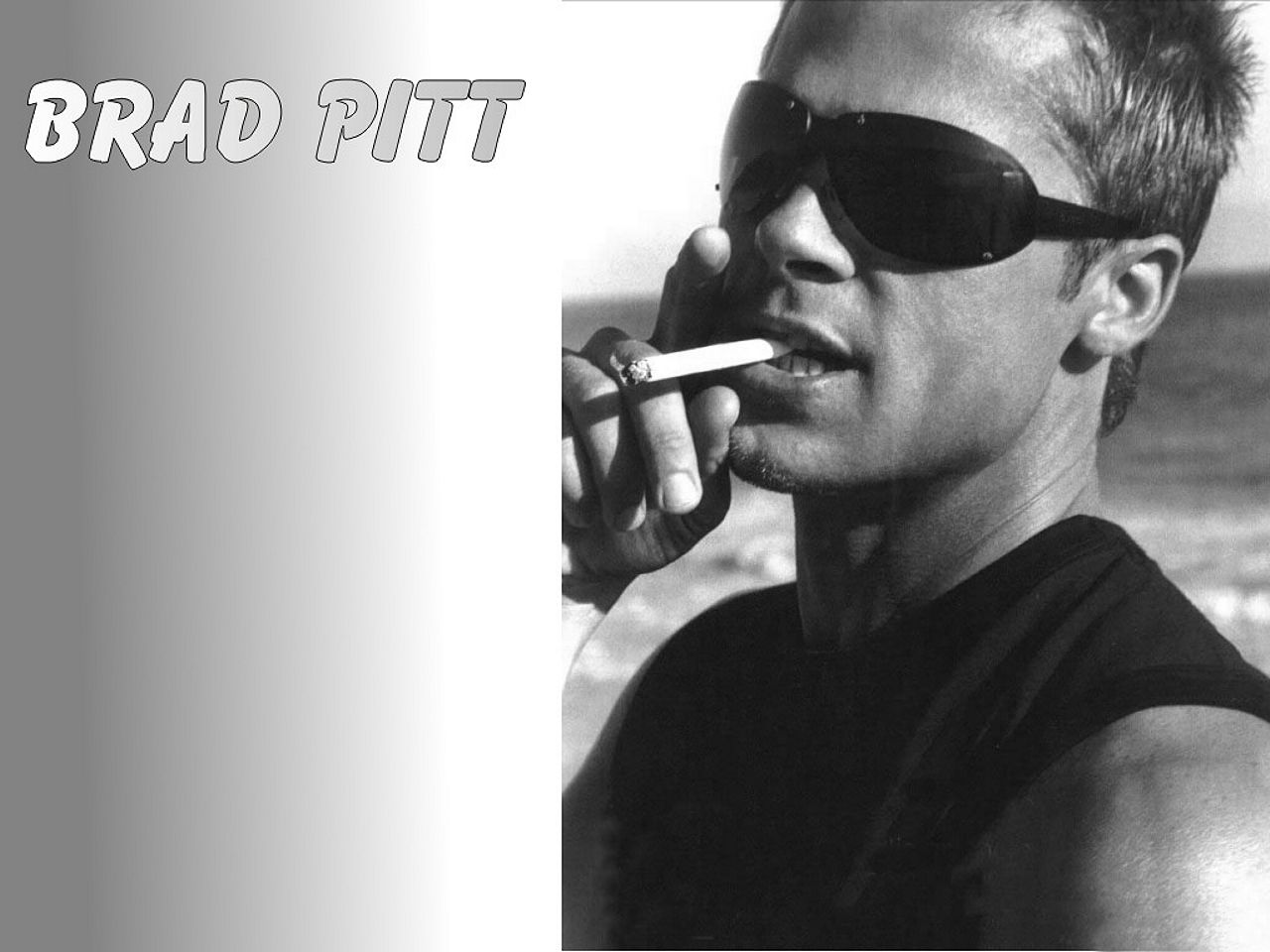 Бред Пит с сигаретой в зубах, фото красивого мужчины