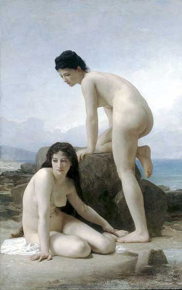 картинка №03  две голых девушки на пляже, живопись эротика
