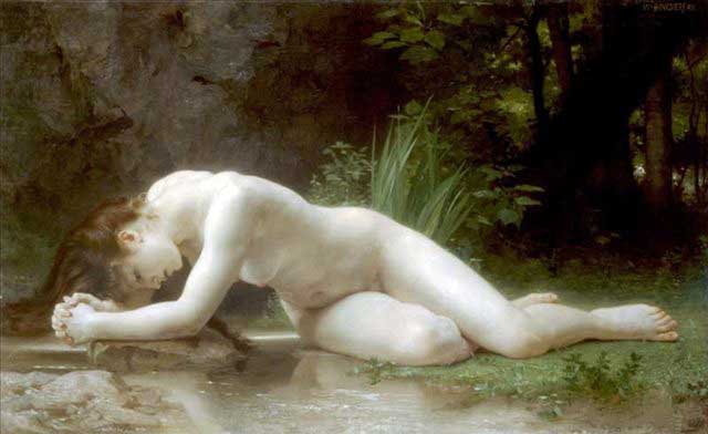 картинка №09  обнаженная женщина смотрится в воду, живопись эротика