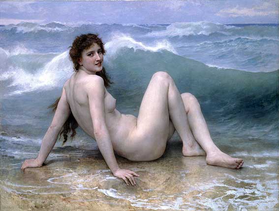 картинка №18  голая Венера в волнах, живопись эротика