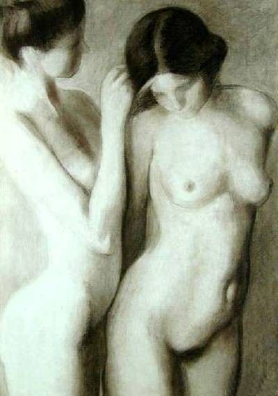 картинка № 19 голые лесбиянки расчесывают волосы, живопись эротика.