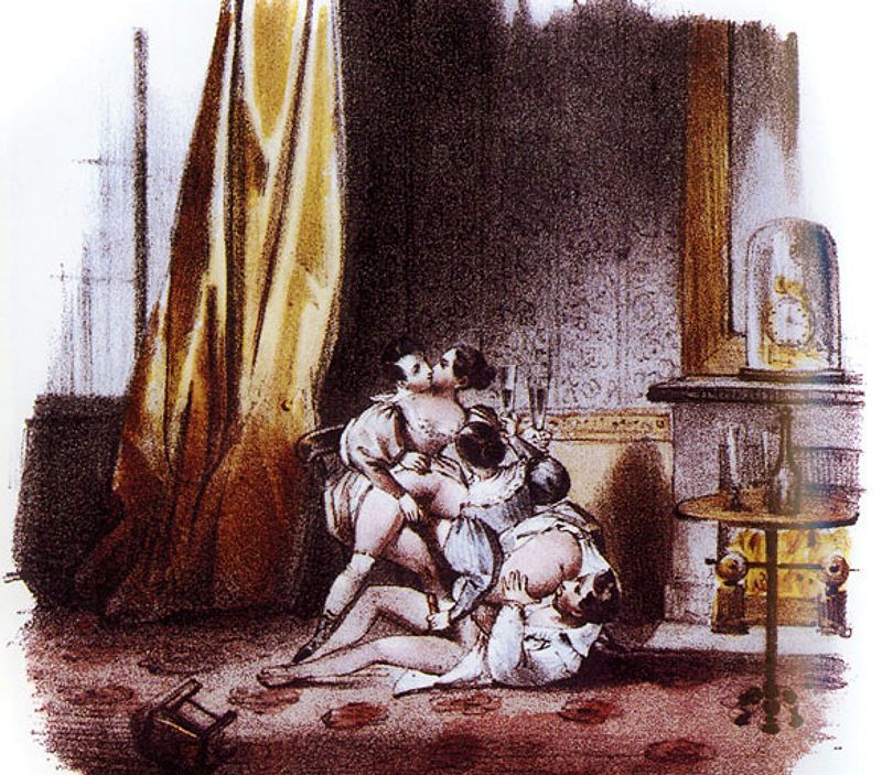 групповой секс в каминном зале, картинка эротической живописи