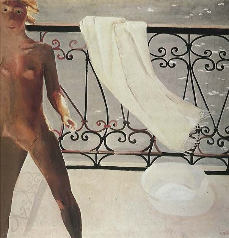 молоденькая девушка голышом на балконе, картинка эротической живописи