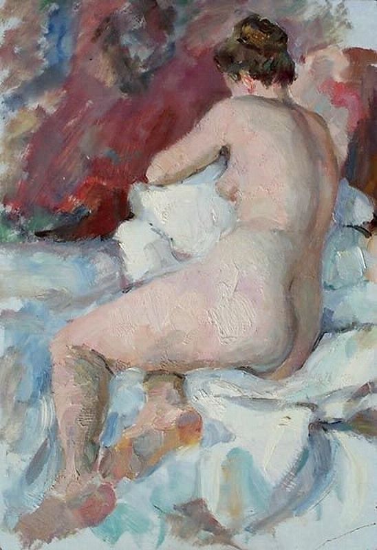 женщина с толстой попой на кровати в голом виде, картинка эротической живописи