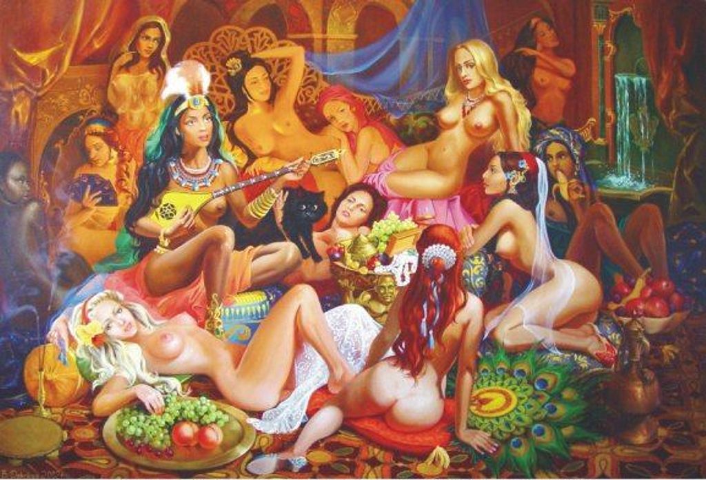 Девушки в гареме, картинка эротической живописи