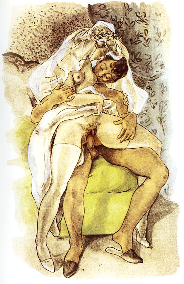 невеста в фате насажена сидя на мужской член, картинка эротической живописи