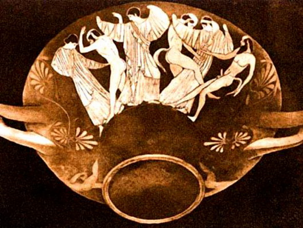 старинная греческая ваза, картинка с эротическим рисунком