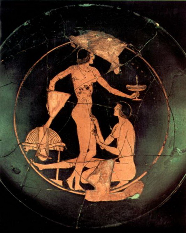 греческая ваза, картинка с эротическим рисунком 