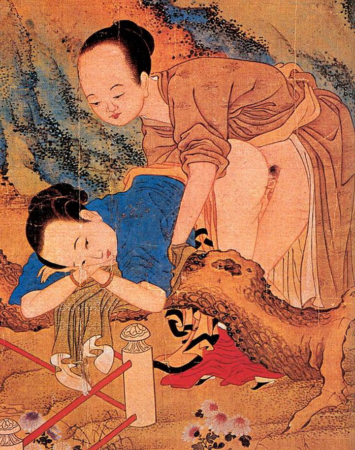 японское исполнение собачьей позы секса, картинка с эротическим рисунком
