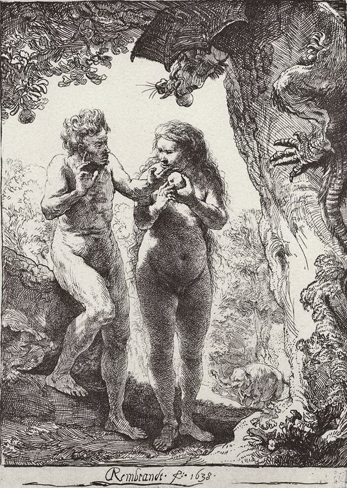 ева и яблоко, картинка с эротическим рисунком
