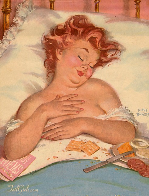 оргазм женщины. утренний оргазм толстушки завтракающей в постели, прикольное фото с эротикой