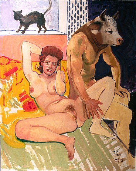 Секс с животным, картинка в жанре ню