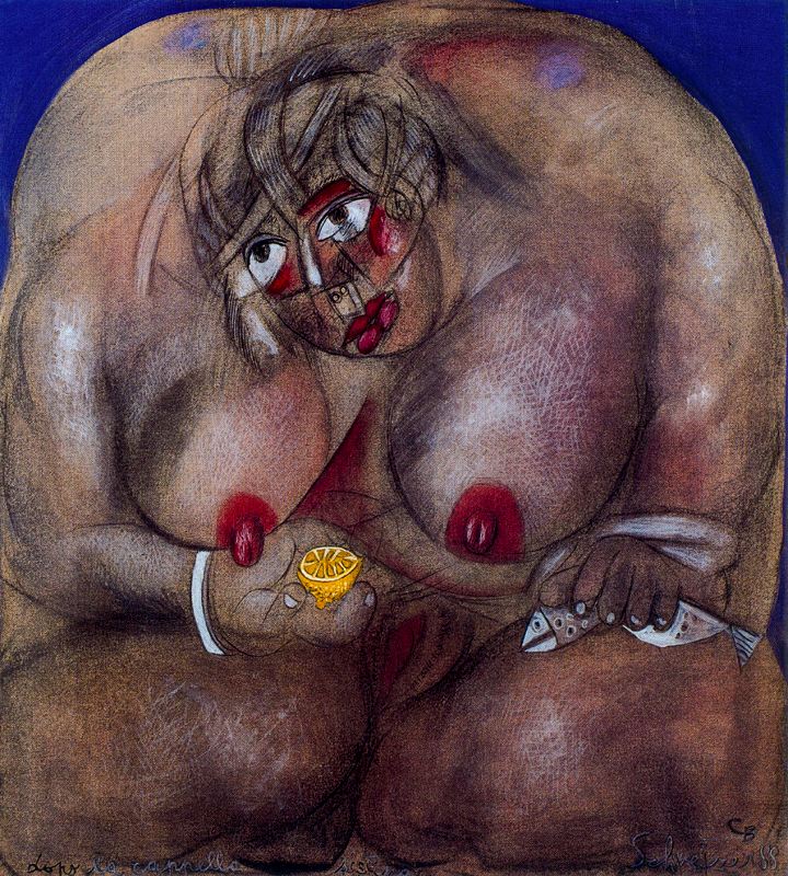 толстая голая тетка с лимоном и воблой, картинка секса в живописи и рисунках