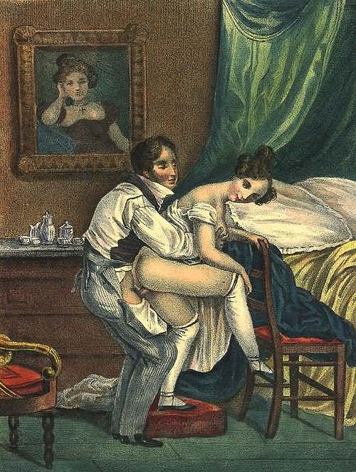 дворянский секс сзади стоя, эротическая гравюра
