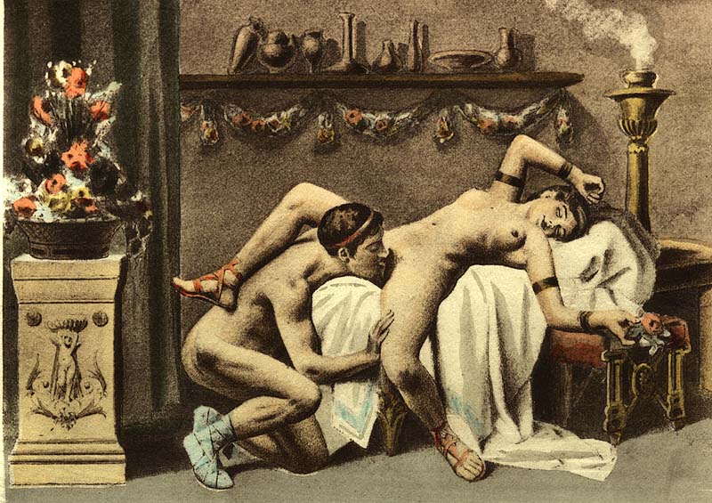 куннилингус в Древней Греции, эротическая гравюра