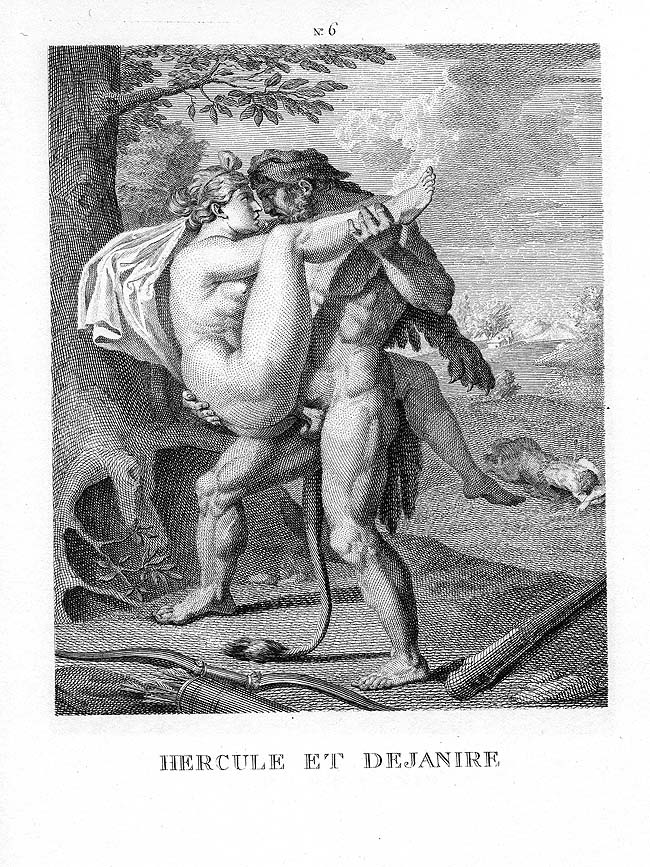 Геркулес насаживает женщину на свой член держа ее на весу, эротическая гравюра