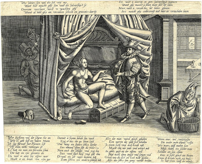 проститутка в таверне, эротическая гравюра