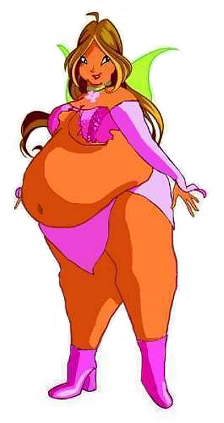толстая фея из клуба Винкс в расползающемся на груди лифчике, рисунок толстой женщины