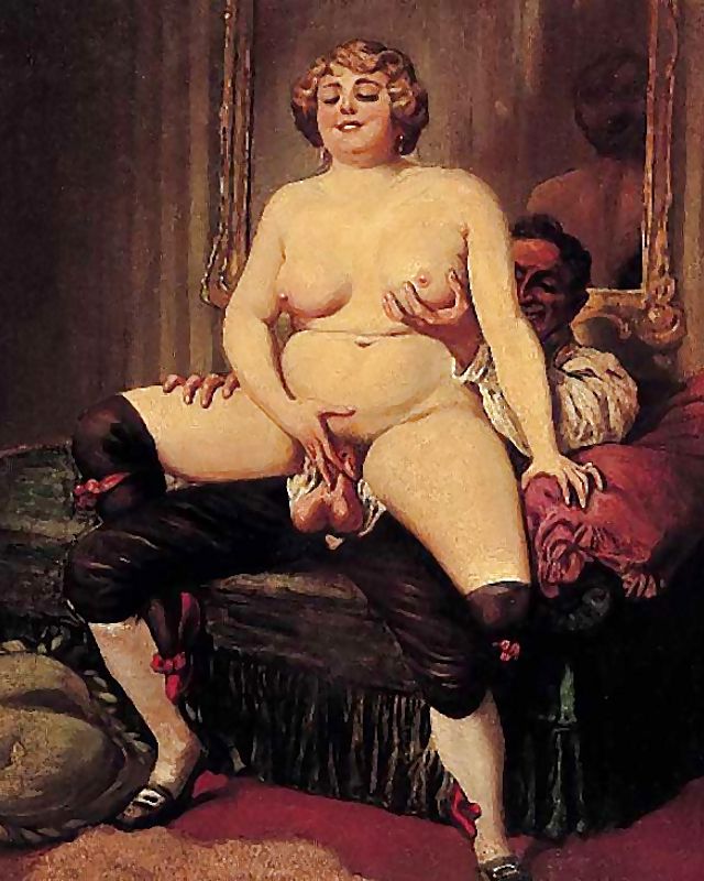 довольная толстая женщина насадилась на член мужчины в позе сидя, рисунок толстушки
