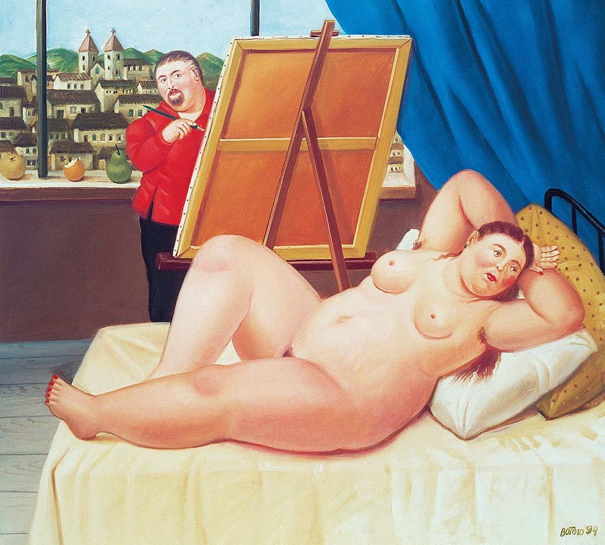 голая толстая баба позирует в мастерской художника, порно рисунок голой толстой женщины