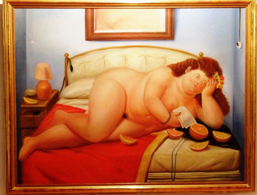 картина с толстой женщиной лежащей на кровати с письмом, рисунок эротика толстые