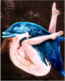 обнаженная купальщица и дельфин секс с рисованным животным 174
