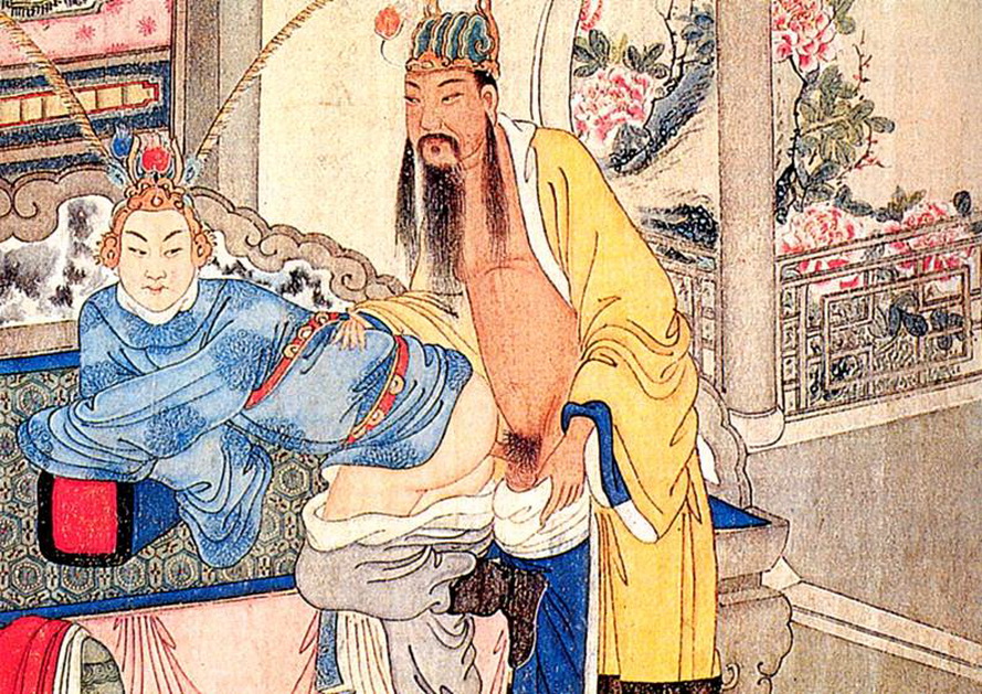 китайское исполнение собачьей позы секса, картинка с эротическим рисунком