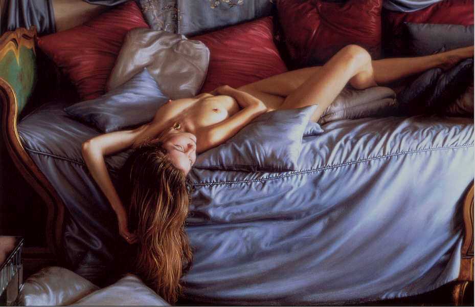 голая девушка валяется на подушках, картинка секса в живописи и рисунках