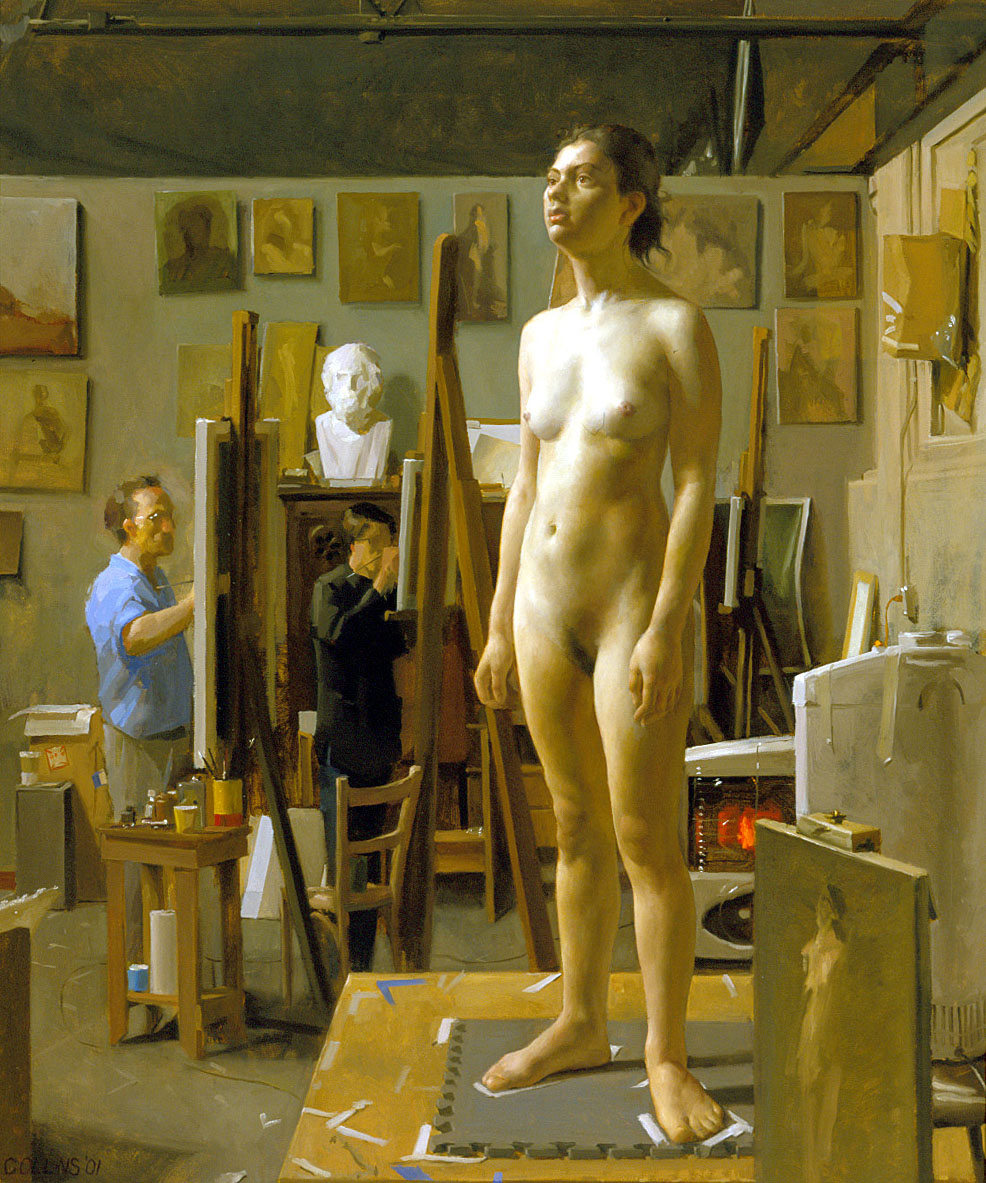 голая женщина позирует в студии, картинка секса в живописи и рисунках