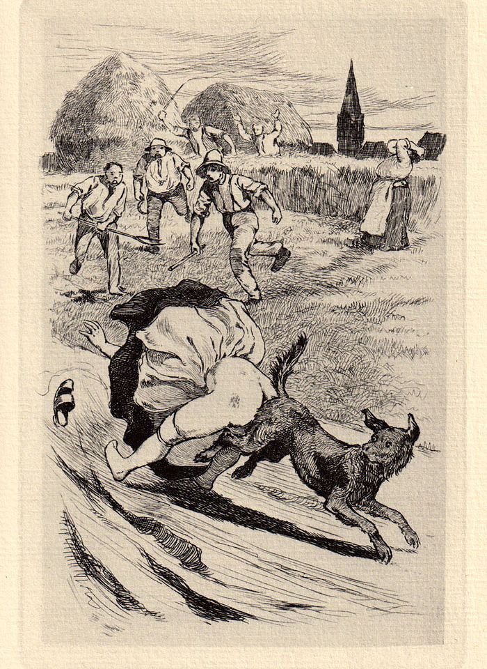 гравюра на тему секса женщины с собакой - барышню насилует здоровенный кобель
