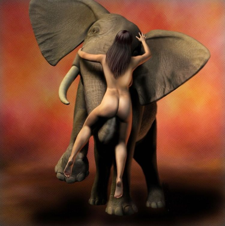 эротика с персонажами мультяшных животных, девушка на хоботе слона, животный секс рисованный, рисованная эротика, рисунок